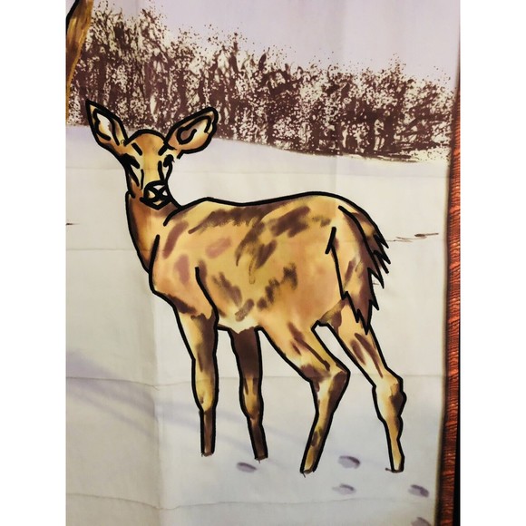 VTG Nylon Deer Fawn Cardinal Large House Porch Lawn Flag Banner approx 27”x 38” - Picture 4 of 11